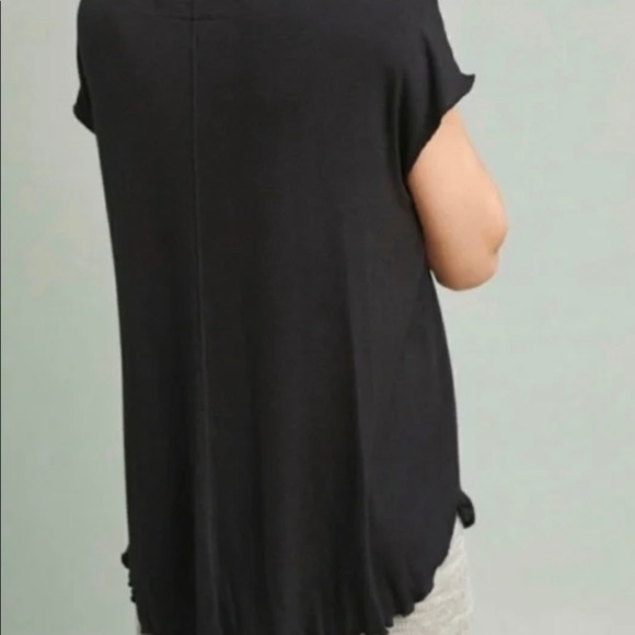 Anthropologie Saturday Sunday Black Clarissa Wrap Short Sleeve Soft Stretchy Top - Picture 2 of 9